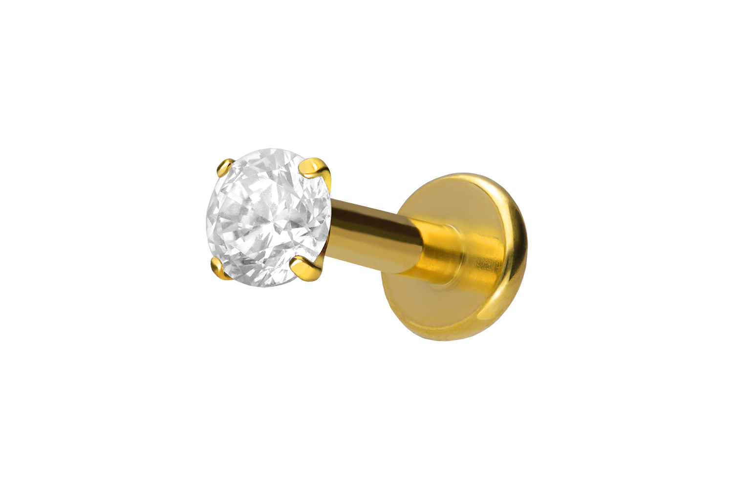 Titan Labret Piercing mit Innengewinde EINGEFASSTER KRISTALL